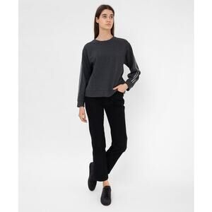 Peserico Sweatshirt M Charcoal Grey Side Stripes Long Sleeve Lounge Quiet Luxury